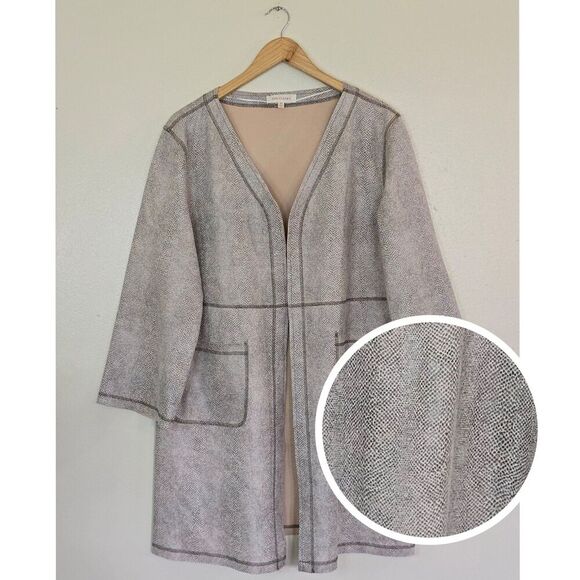 SOLITAIRE Anthropologie Faux Suede Snake Print Duster Jaket Womens Size XL - Picture 1 of 11